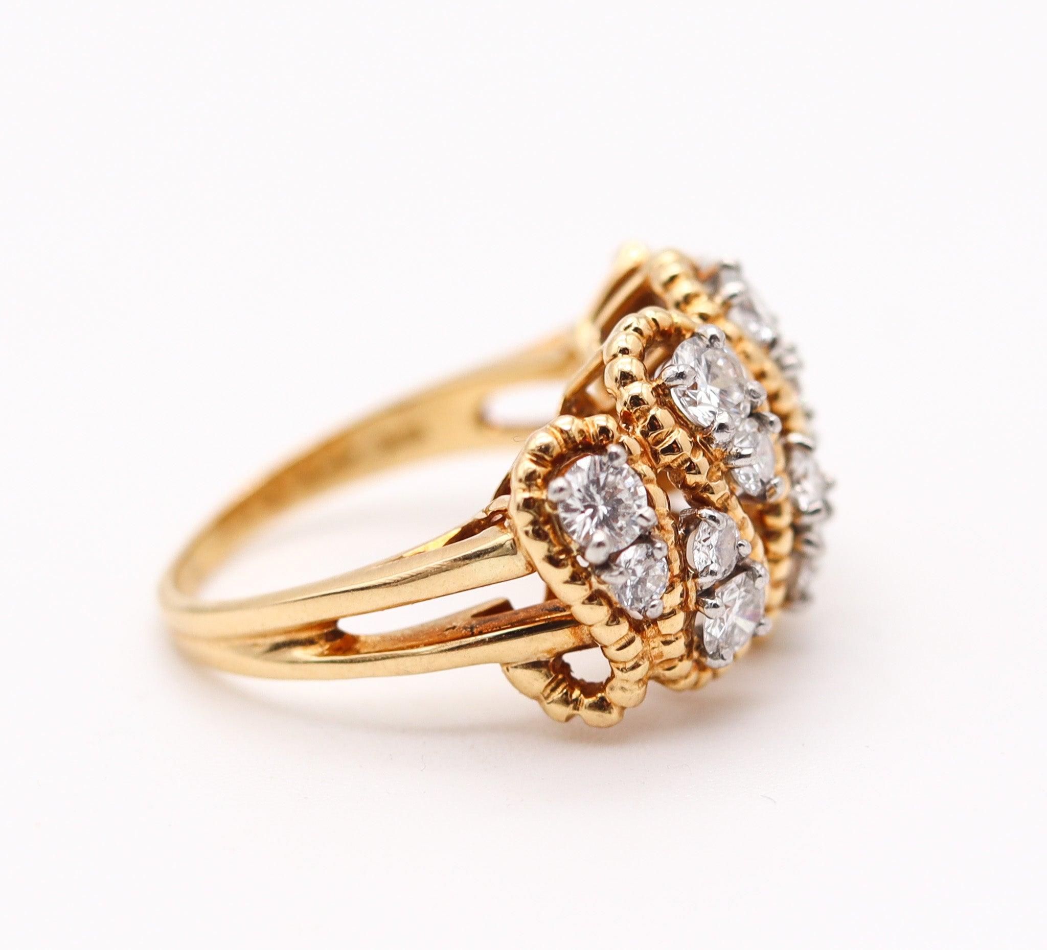 Oscar Heyman 1970 Bague en or 18Kt, platine et 1.24 Ctw en diamants VS Pour femmes en vente