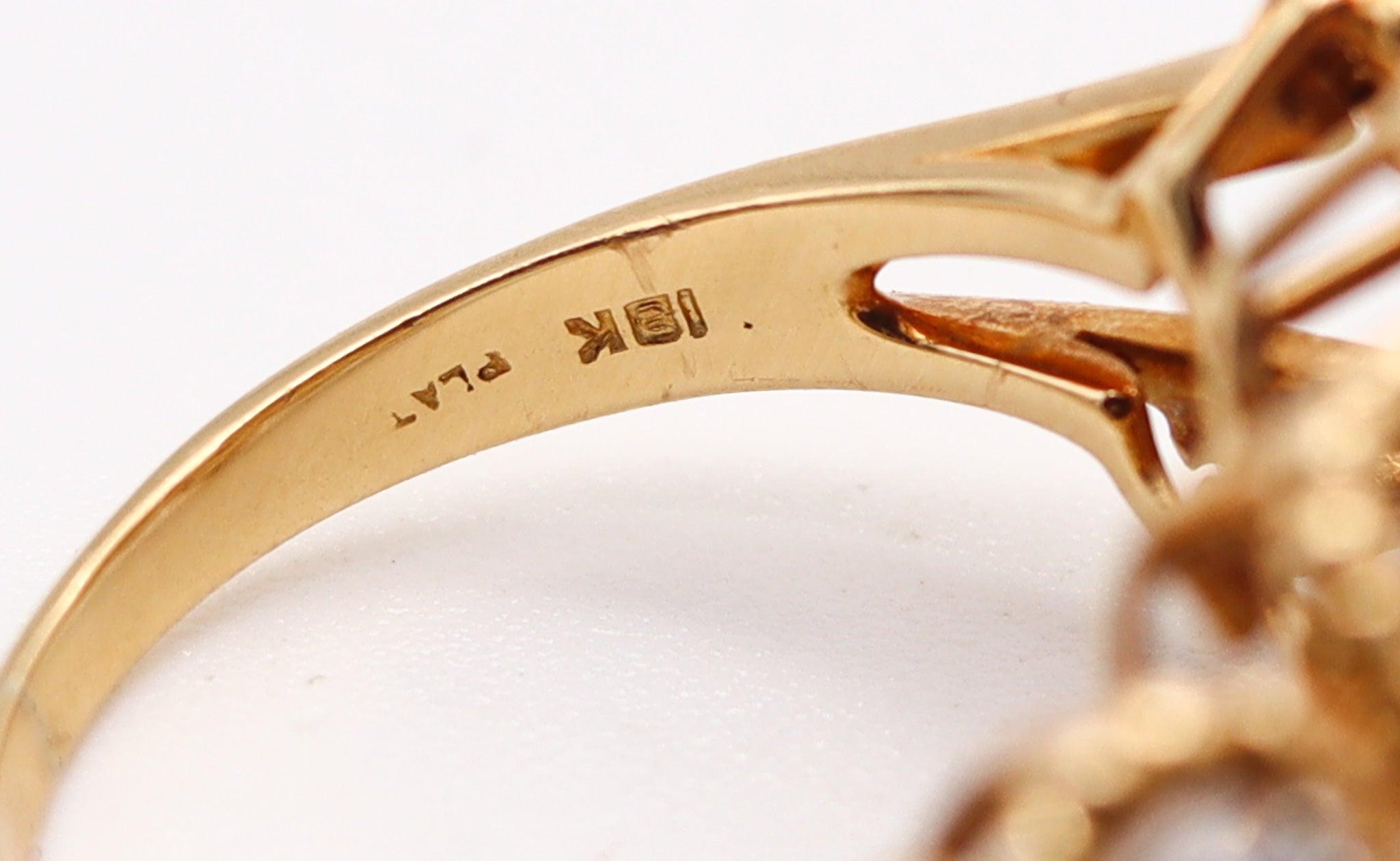 Oscar Heyman 1970 Bague en or 18Kt, platine et 1.24 Ctw en diamants VS en vente 2