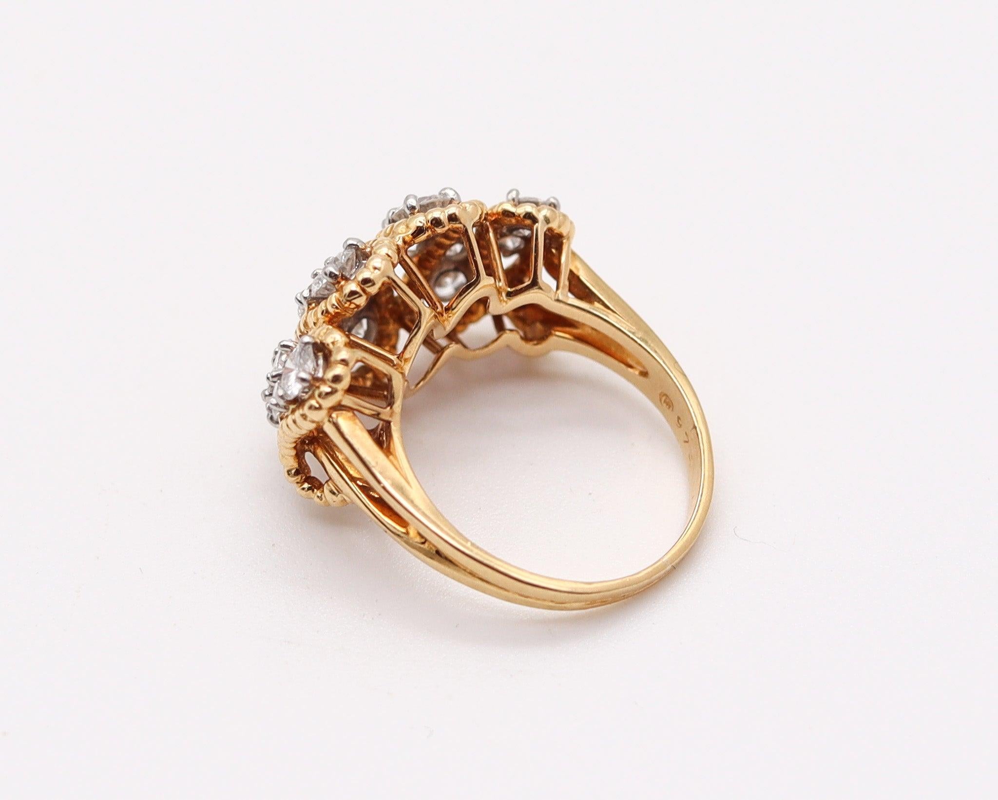 Oscar Heyman 1970 Bague en or 18Kt, platine et 1.24 Ctw en diamants VS en vente 3