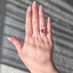 Oscar Heyman 1980's 3.30 CTW Pink Sapphire Diamond Platinum 18K Gold Ring GIA