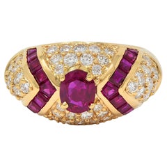 Oscar Heyman 1980er Jahre 3,60 CTW Rubin Diamant 18 Karat Gold Vintage Bombé Ring