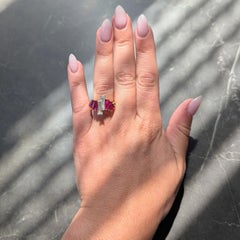 Oscar Heyman 1980's Diamond Ruby 18K Yellow Gold Platinum Vintage Bypass Ring