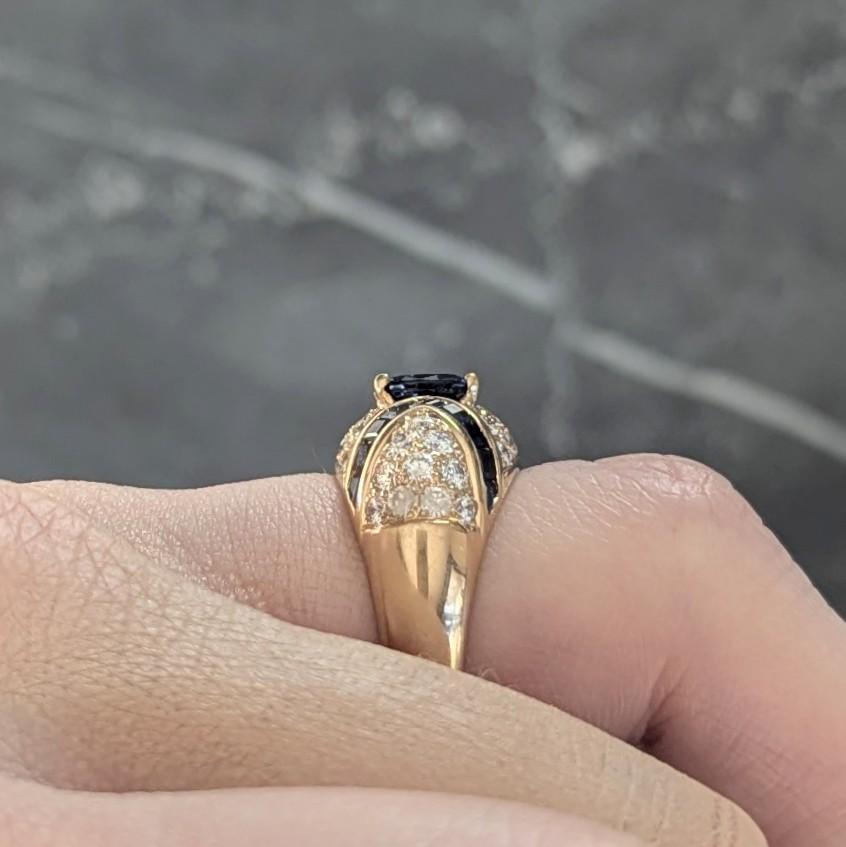 Oscar Heyman 1980 Saphir Diamant Or jaune 18 carats Bague Bombé Vintage en vente 5