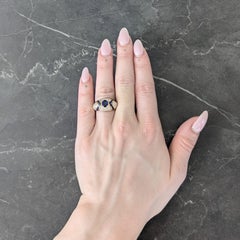 Oscar Heyman 1980's Sapphire Diamond 18 Karat Yellow Gold Vintage Bombé Ring