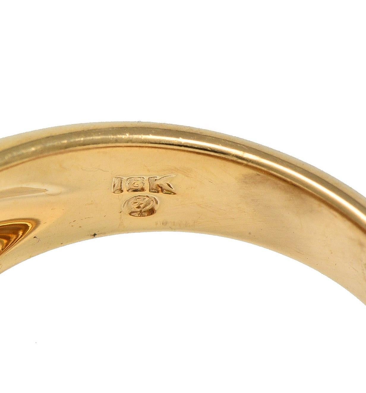 Oscar Heyman 1980 Saphir Diamant Or jaune 18 carats Bague Bombé Vintage en vente 1