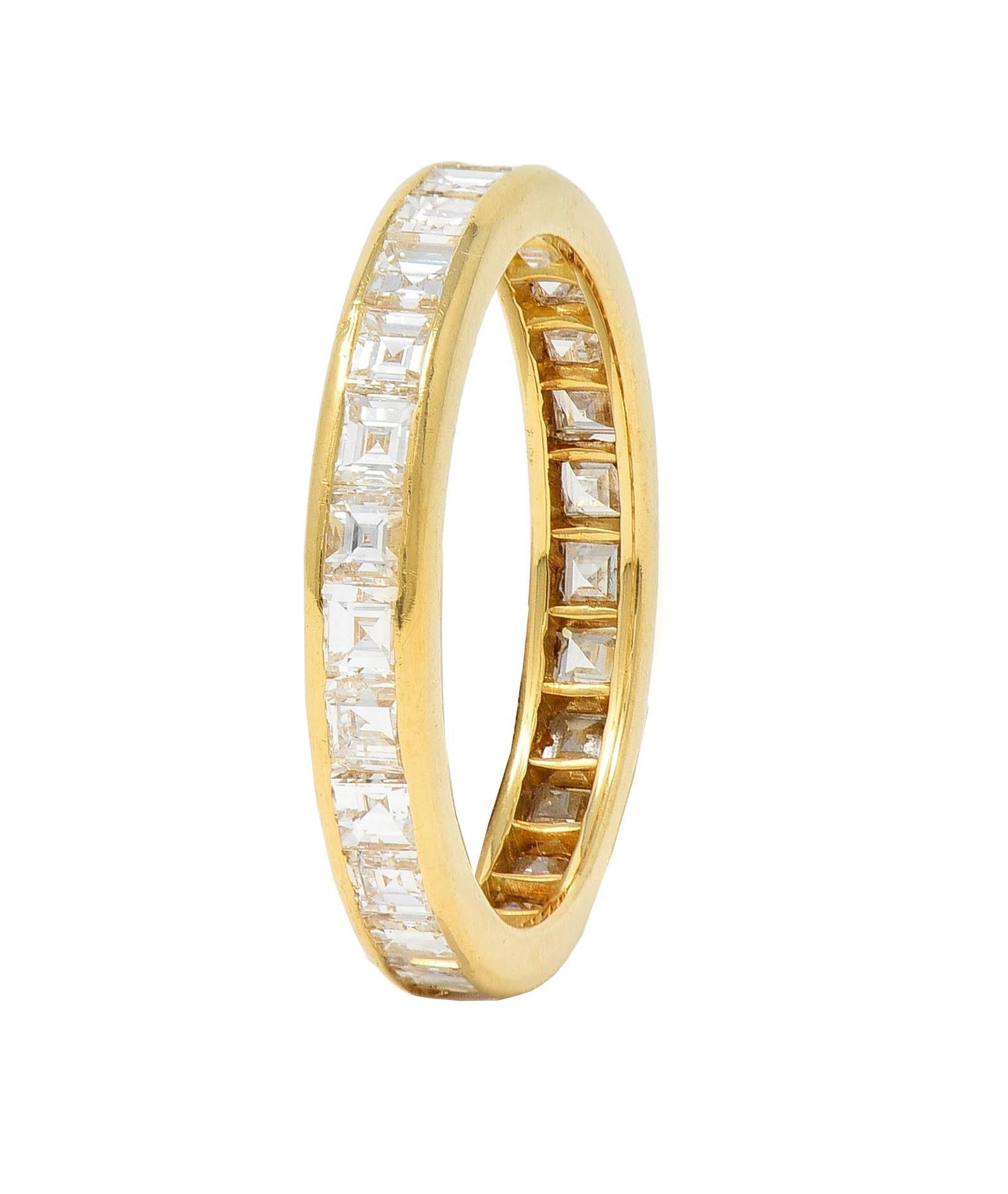 Quadrato Oscar Heyman 1990, diamante quadrato a gradini da 1,35 CTW in oro 18 carati, fascia a eternità vintage in vendita