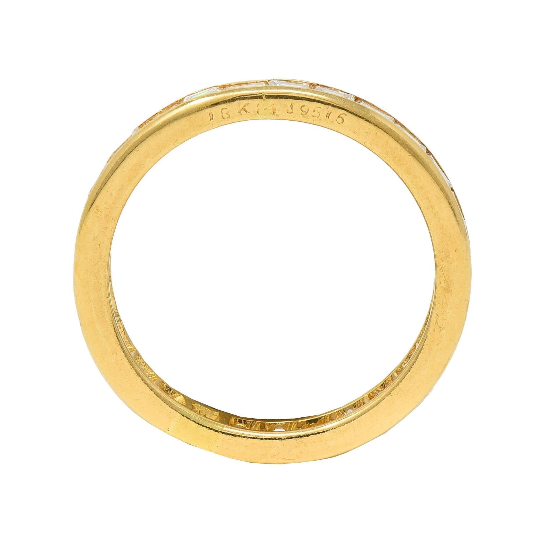 da uomo o donna Oscar Heyman 1990, diamante quadrato a gradini da 1,35 CTW in oro 18 carati, fascia a eternità vintage in vendita