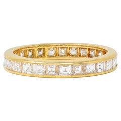 Oscar Heyman 1990, diamante quadrato a gradini da 1,35 CTW in oro 18 carati, fascia a eternità vintage