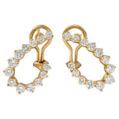 Boucles d'oreilles torsadées Vintage en or jaune 18 carats et diamants 2.06 CTW des années 1990
