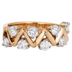 Oscar Heyman 1ct Diamond Band Vintage Ring 18k Yellow Gold Platinum 6 Jewelry