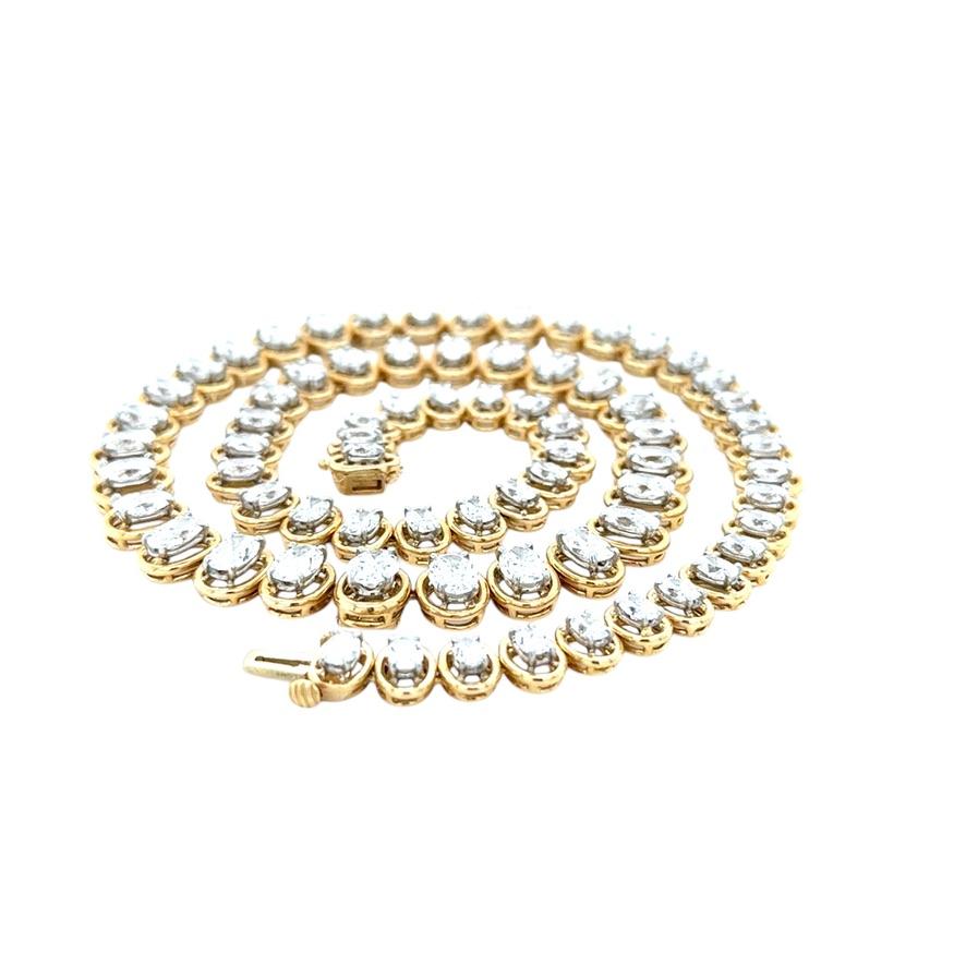 Taille ovale Oscar Heyman, 22.00 Carat Oval Shape Diamond Riviere Necklace en vente