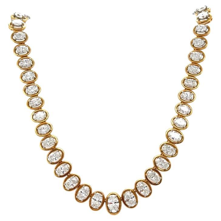 Oscar Heyman, 22.00 Carat Oval Shape Diamond Riviere Necklace