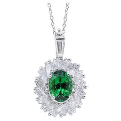 Oscar Heyman 2.51ct Tsavorite & Baguette Diamond Pendant Necklace