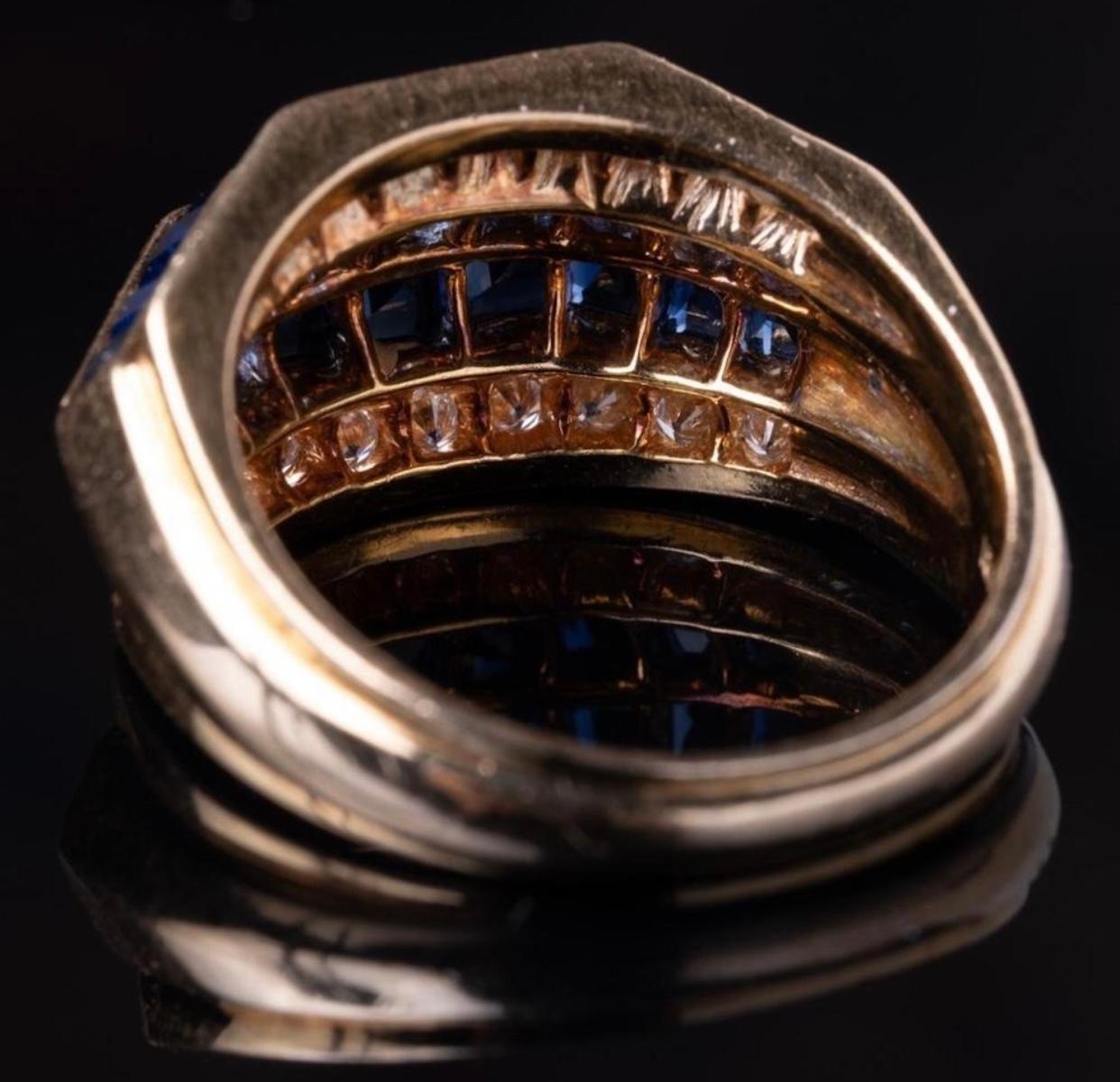 Oscar Heyman 2,55 ctw Blauer Saphir & Diamant-Ring 18k Signiert mit Serial im Zustand „Gut“ im Angebot in Perry, FL