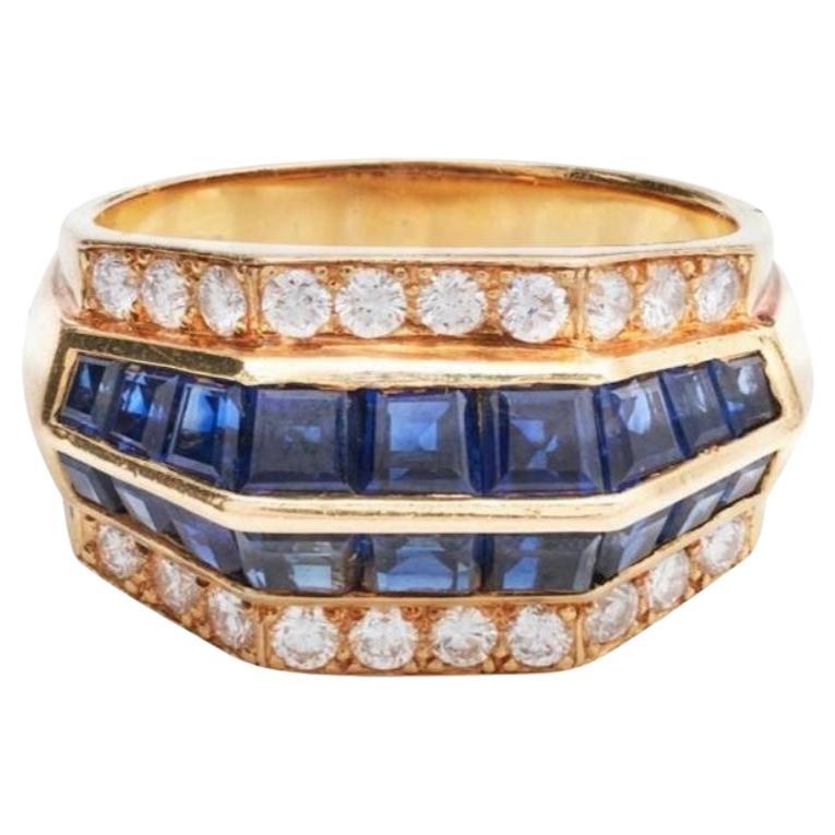 Oscar Heyman 2.55 ctw Blue Sapphire & Diamond Ring 18k Signed w/ Serial For Sale