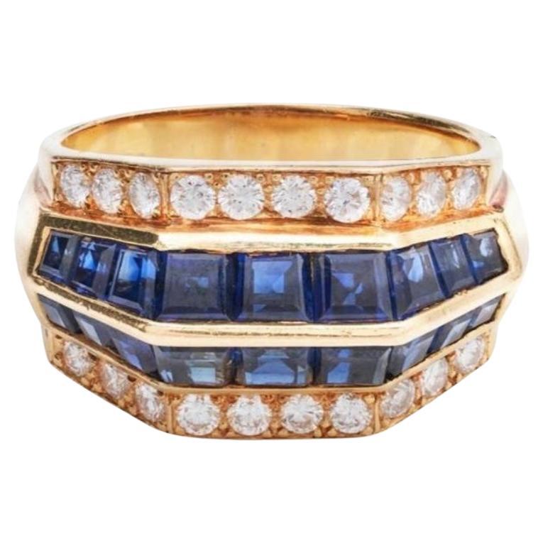 Oscar Heyman 2,55 quilates Zafiro Azul y Diamante Anillo 18k Firmado c/ Serie en venta