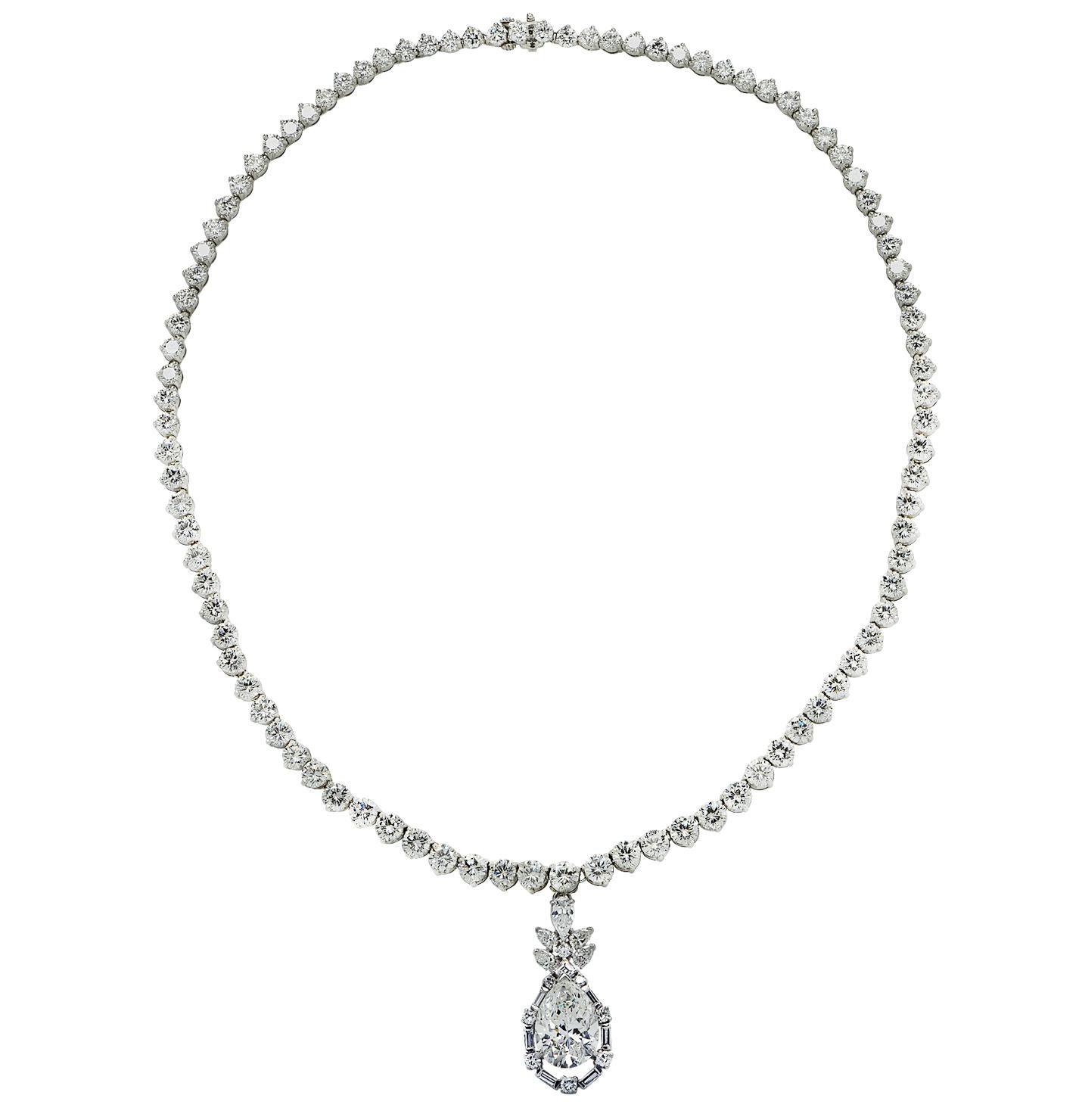 Pear Cut Oscar Heyman 30.92 Carat Diamond Necklace