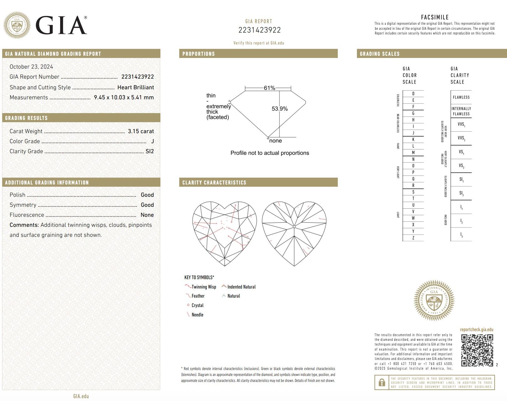 Oscar Heyman, 3.15 Carats Heart Diamond and Yellow Diamond Engagement Ring For Sale 1