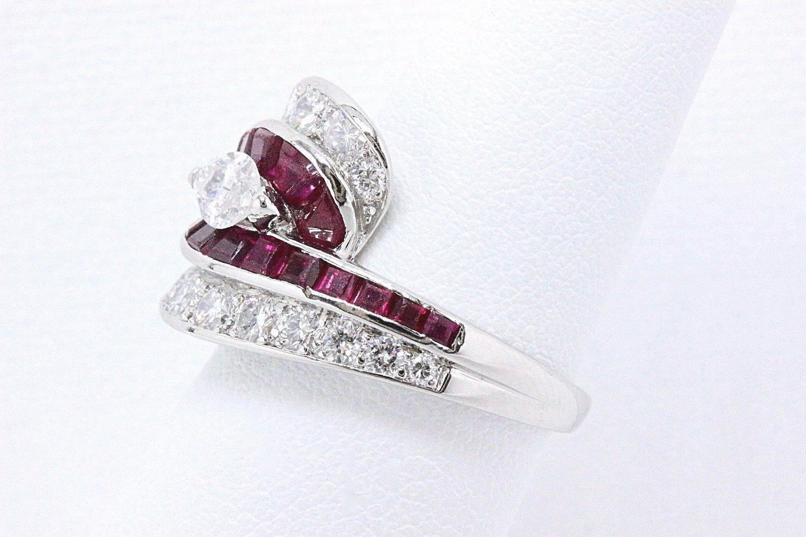 Oscar Heyman 3.22 Carat Diamond and Ruby Platinum Ring, circa 1950 5