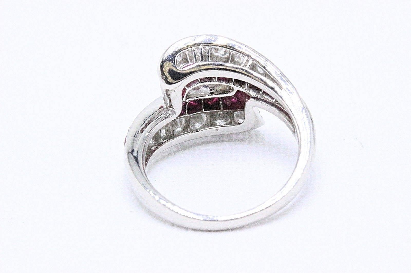 Oscar Heyman 3.22 Carat Diamond and Ruby Platinum Ring, circa 1950 3