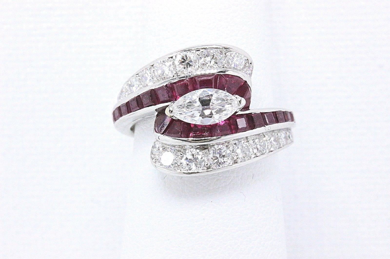 Oscar Heyman 3.22 Carat Diamond and Ruby Platinum Ring, circa 1950 4