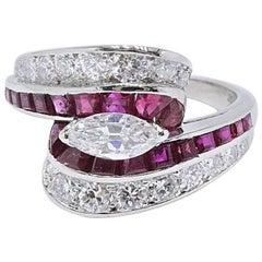 Oscar Heyman 3.22 Carat Diamond and Ruby Platinum Ring, circa 1950