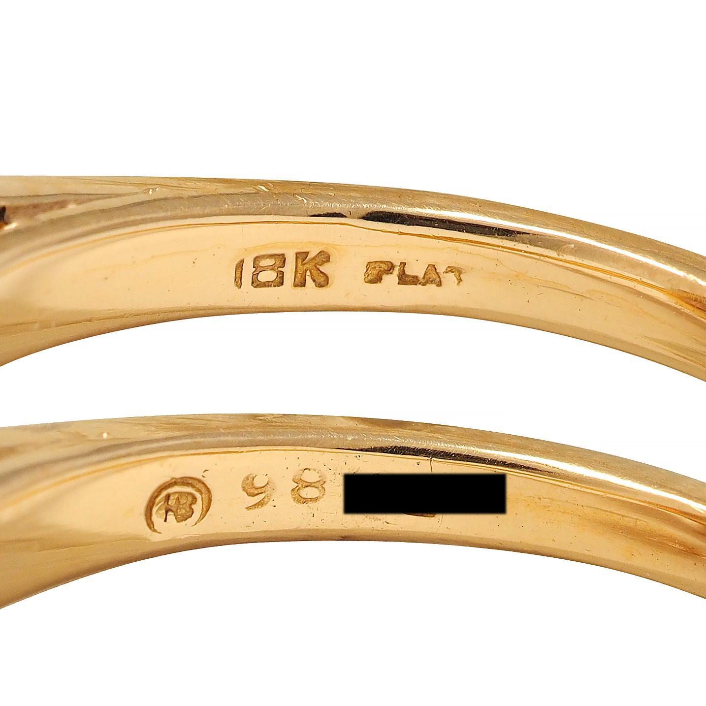 Oscar Heyman 3.27 CTW Diamond 18 Karat Gold Vintage Double Ballerina Halo Ring For Sale 5