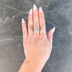 Oscar Heyman 3.27 CTW Diamond 18 Karat Gold Vintage Double Ballerina Halo Ring