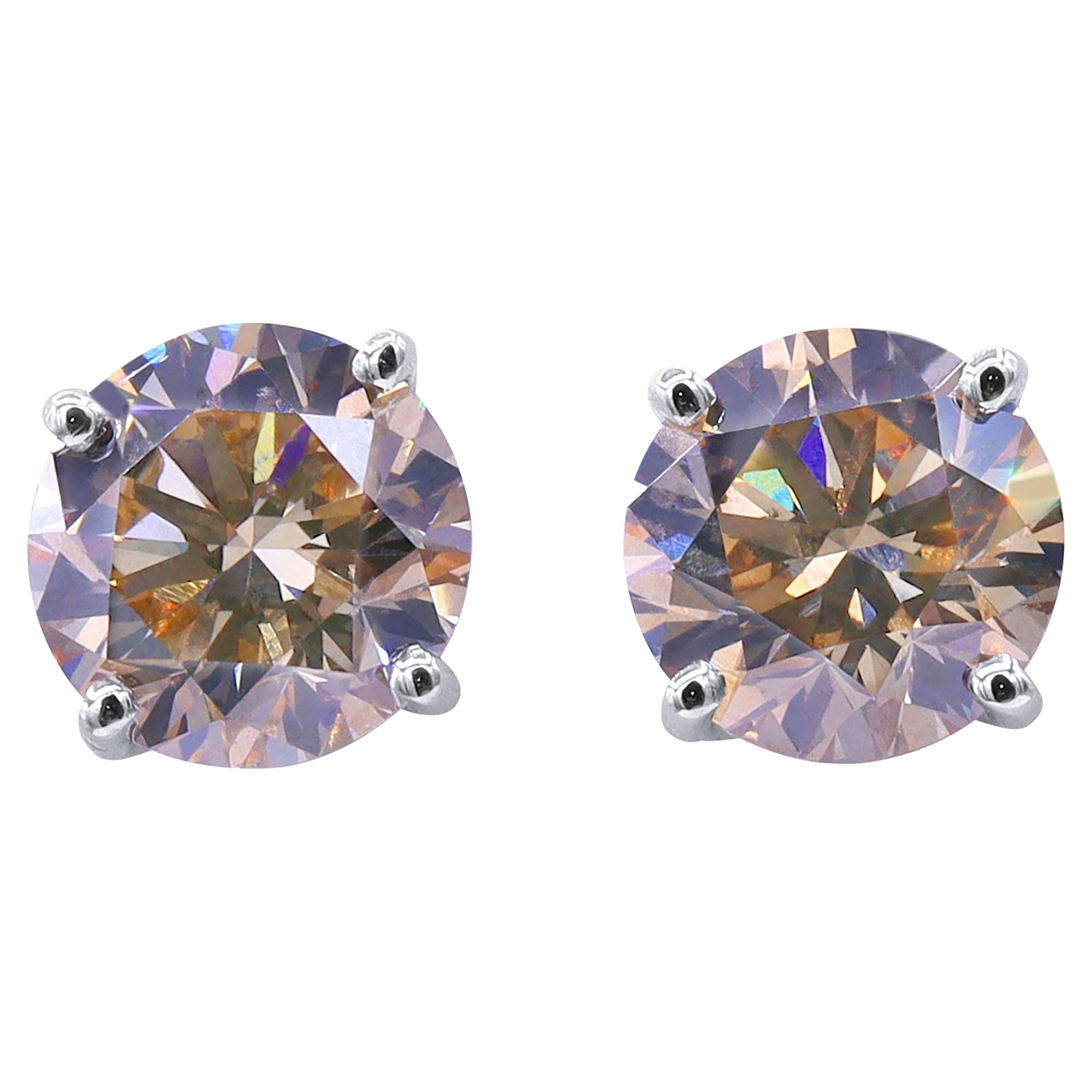 Oscar Heyman 3.34tcw Champagne Diamond Stud Earrings