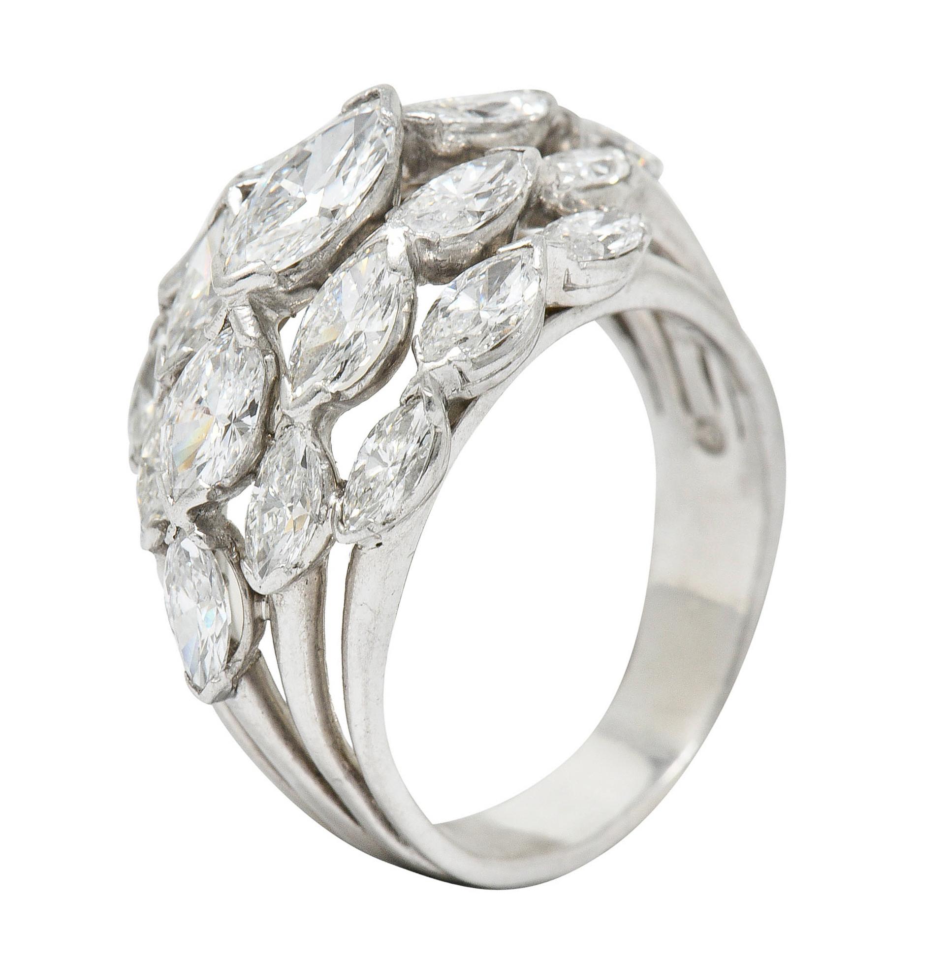 Oscar Heyman 4.00 Carats Marquise Diamond Platinum Cluster Band Ring 5