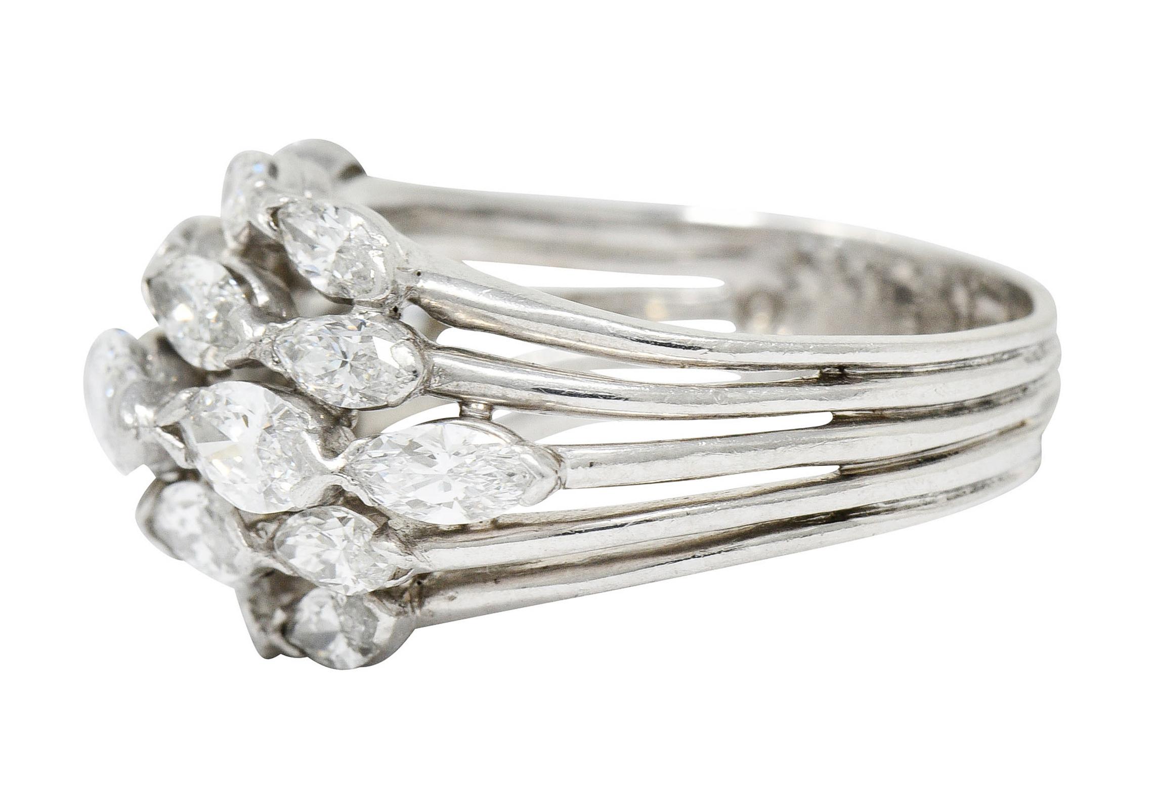 Oscar Heyman 4.00 Carats Marquise Diamond Platinum Cluster Band Ring In Excellent Condition In Philadelphia, PA