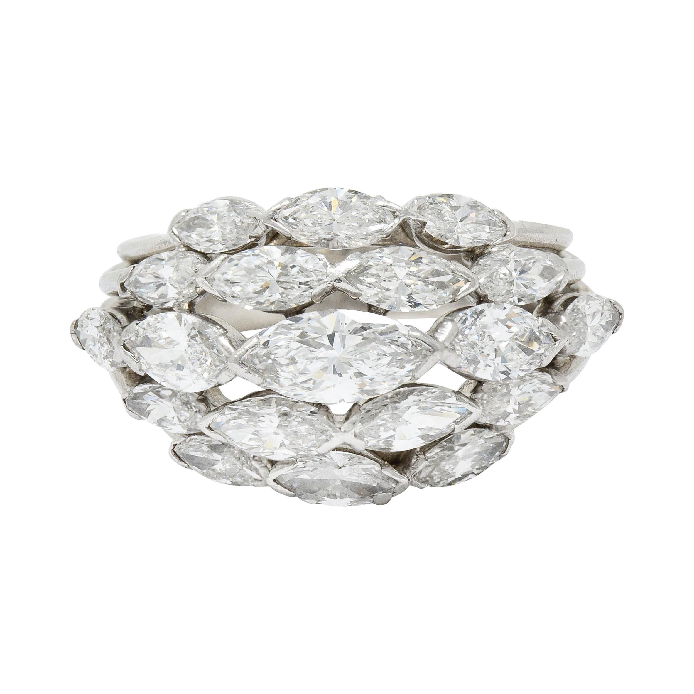 Oscar Heyman 4.00 Carats Marquise Diamond Platinum Cluster Band Ring