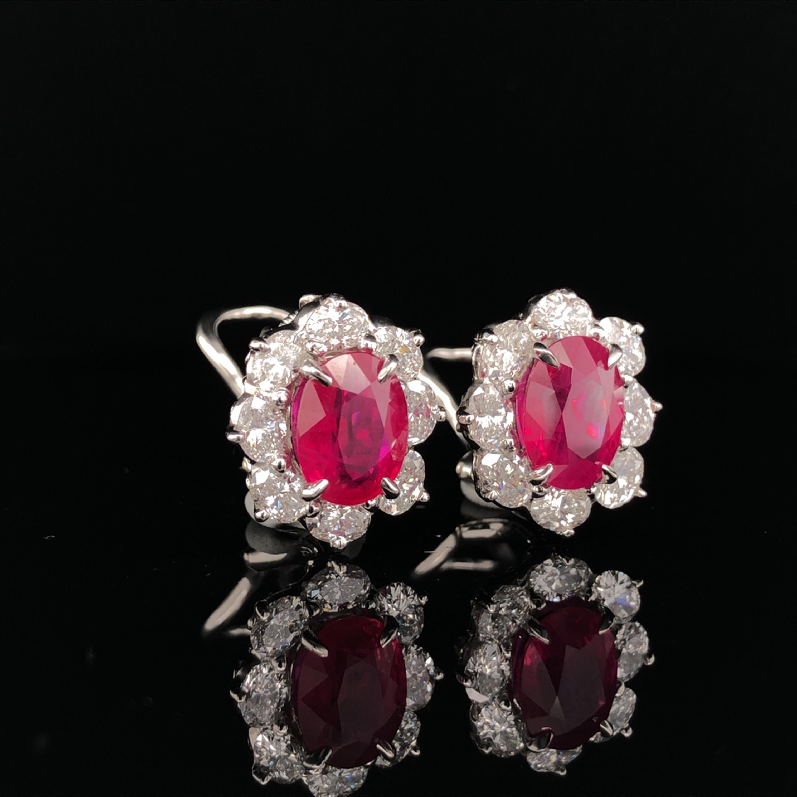 Contemporary Oscar Heyman 4.09tcw Burma Ruby Entourage Earrings