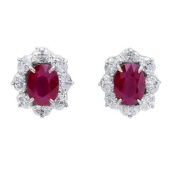 Oscar Heyman 4.09tcw Burma Ruby Entourage Earrings