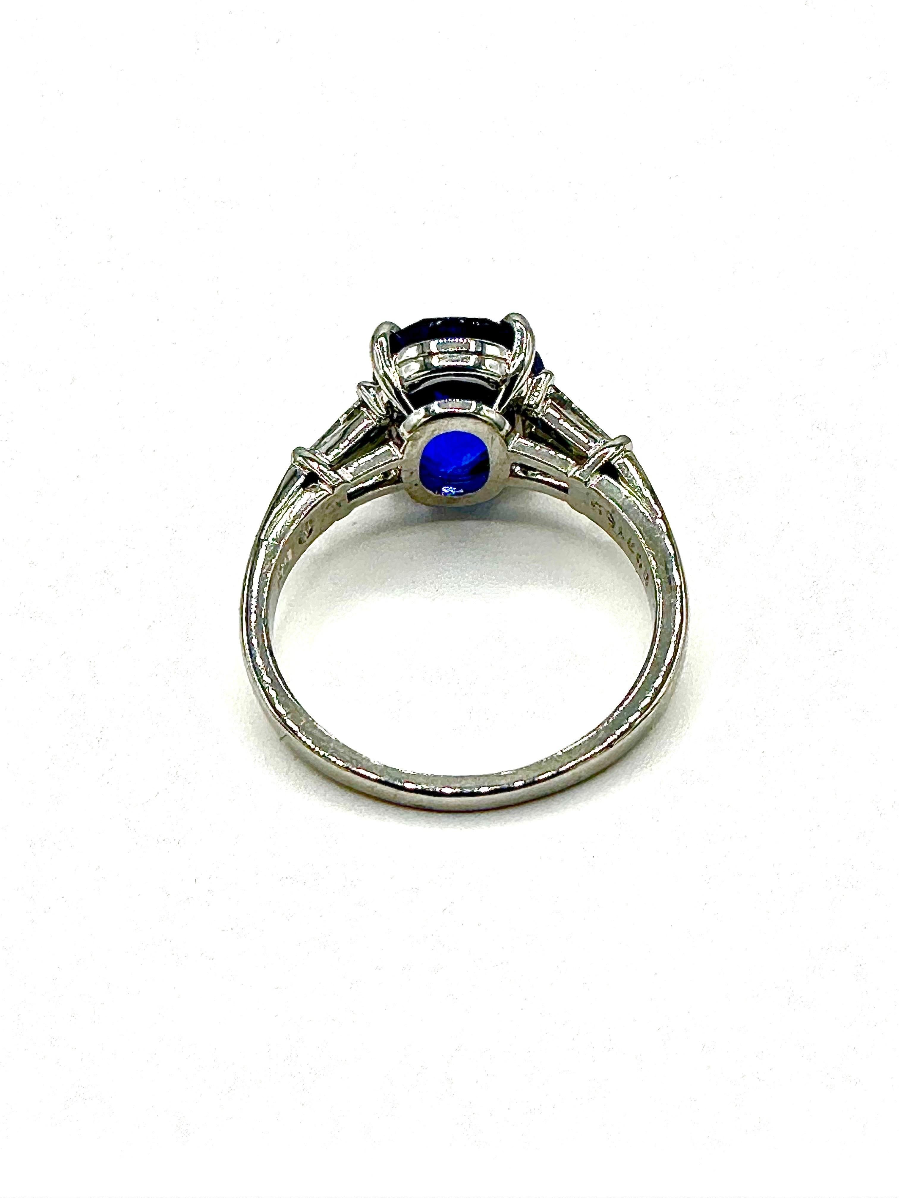 Oscar Heyman 4.82 Carat Sapphire and Diamond Platinum Ring For Sale 3