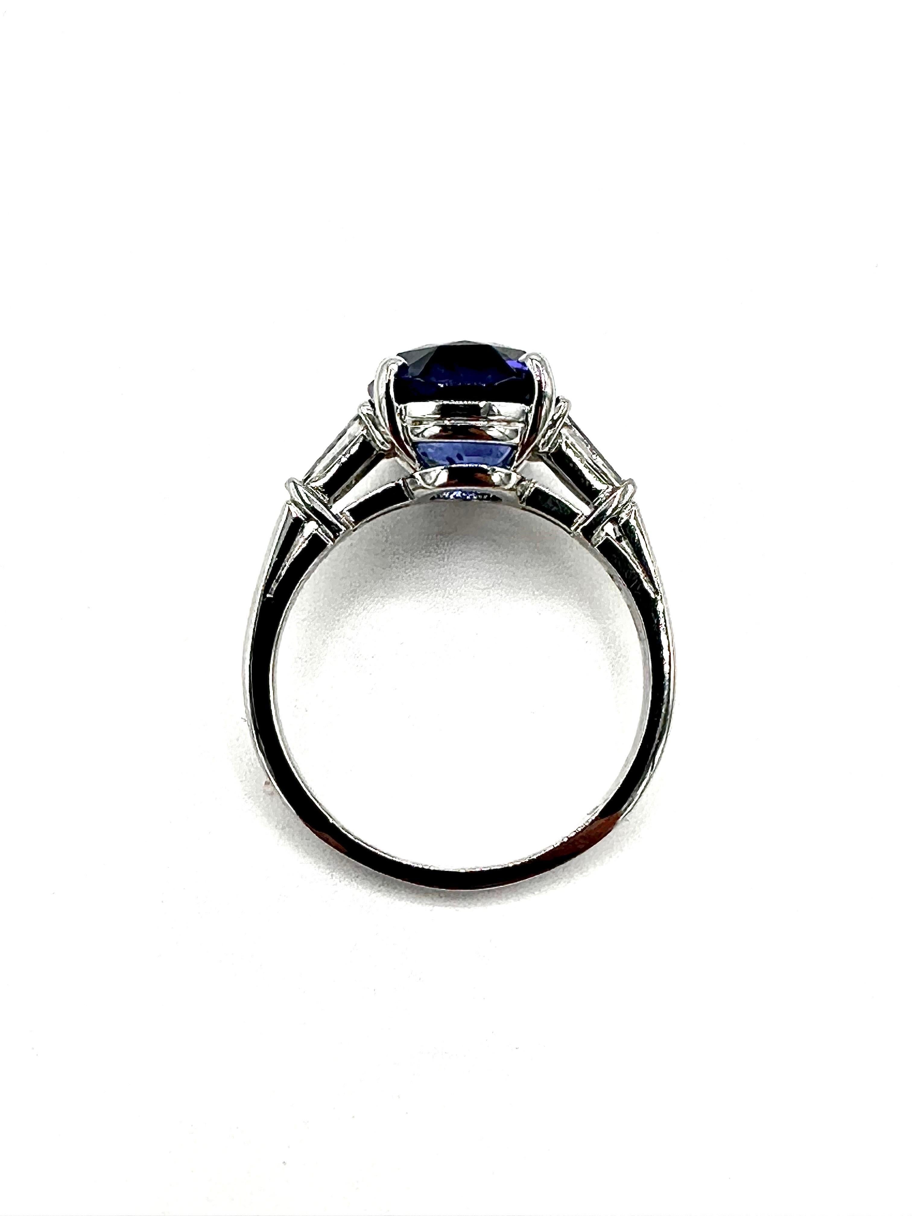 Oscar Heyman 4.82 Carat Sapphire and Diamond Platinum Ring For Sale 2