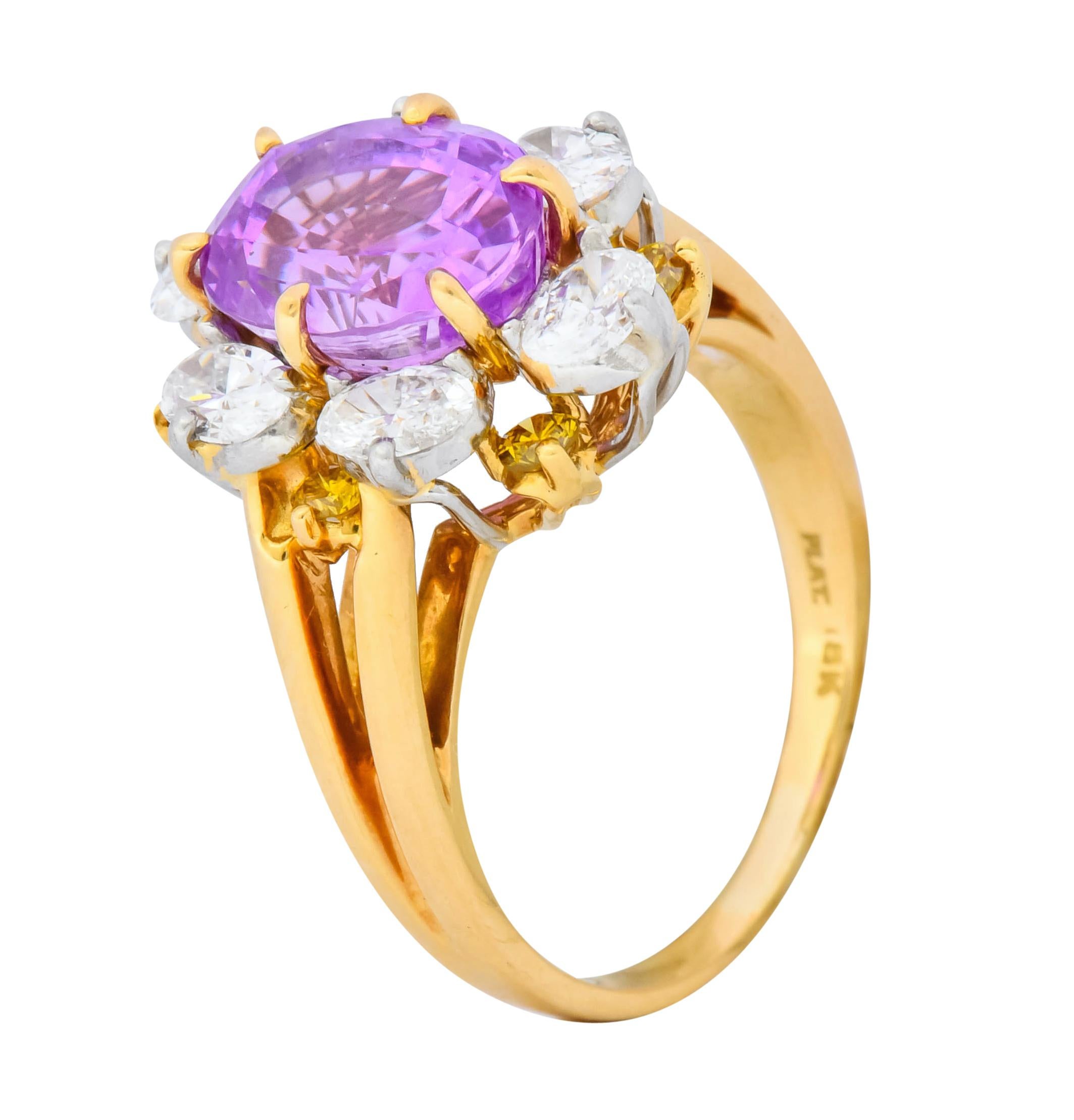 Oscar Heyman 5.36 Carat No Heat Pink Sapphire Fancy Diamond Platinum Gold Ring 1