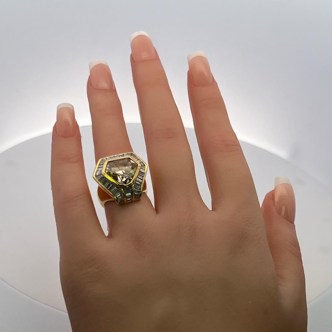 Oscar Heyman 5.97 Carat Fancy Brown Yellow Diamond 18K YG Cocktail Ring For Sale 6