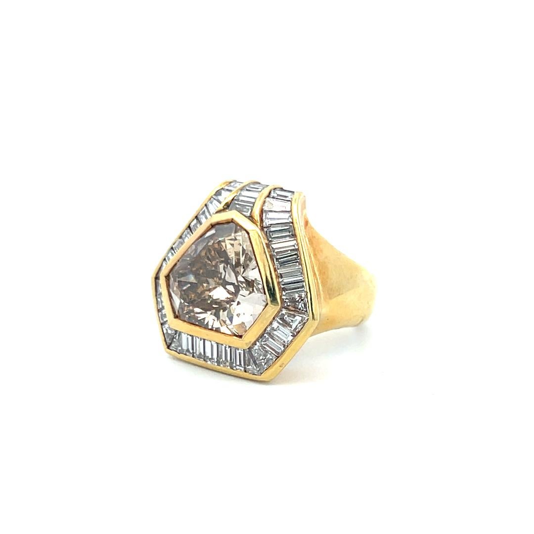 Oscar Heyman 5.97 Carat Fancy Brown Yellow Diamond 18K YG Cocktail Ring For Sale 1