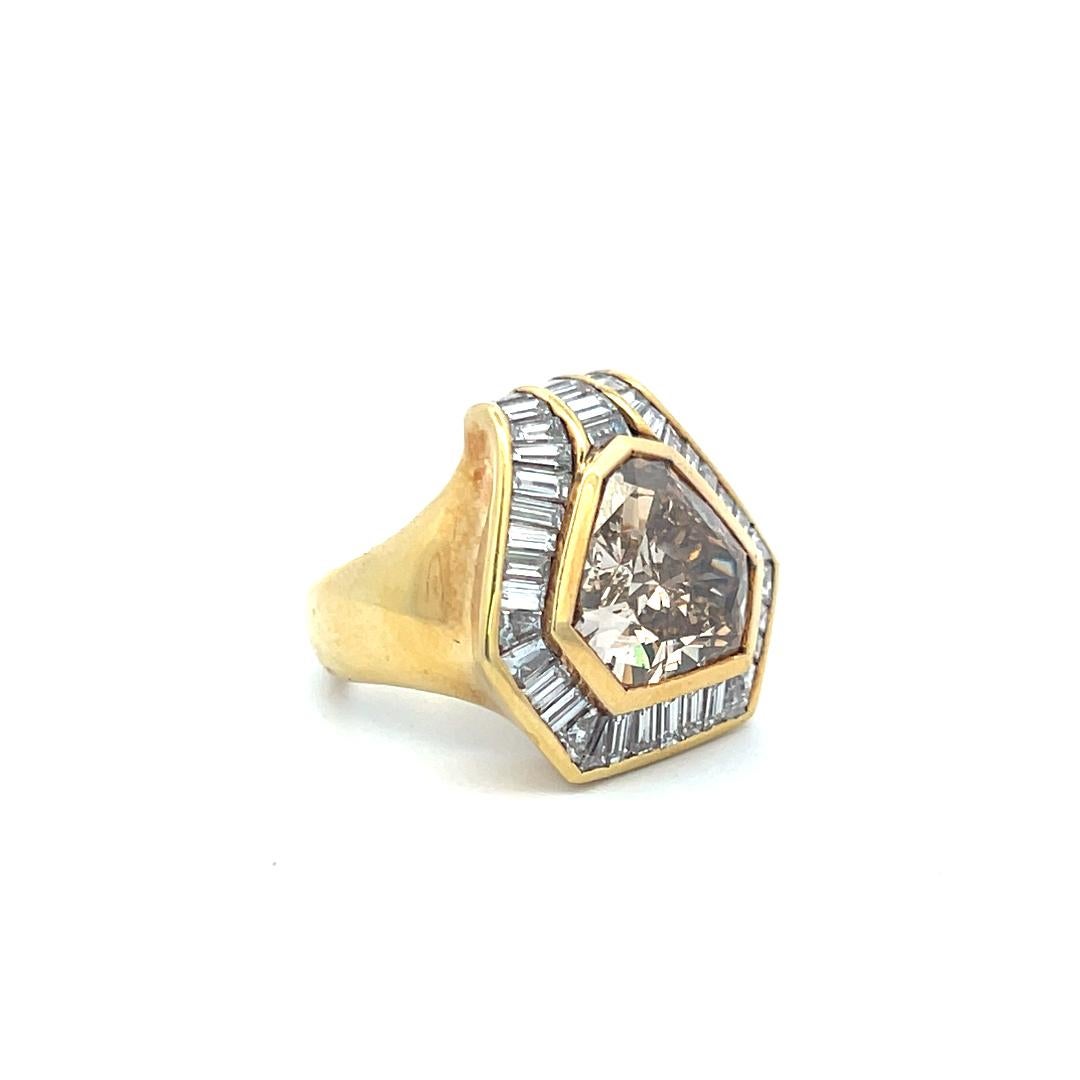 Oscar Heyman 5.97 Carat Fancy Brown Yellow Diamond 18K YG Cocktail Ring For Sale 2