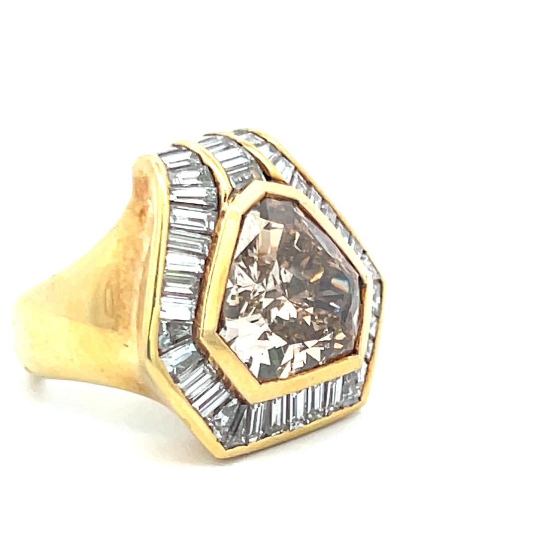 Oscar Heyman 5.97 Carat Fancy Brown Yellow Diamond 18K YG Cocktail Ring For Sale 3