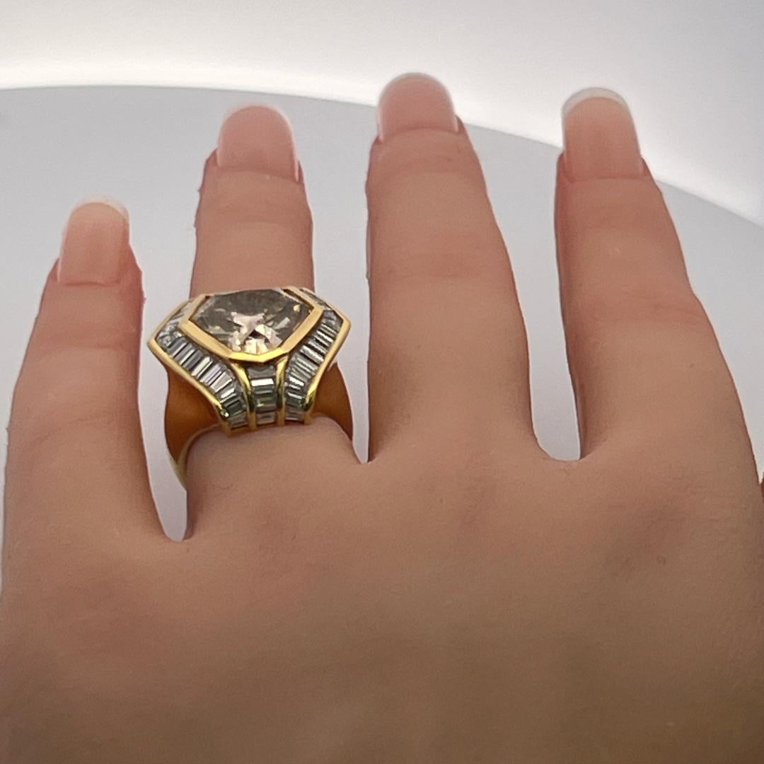 Oscar Heyman 5.97 Carat Fancy Brown Yellow Diamond 18K YG Cocktail Ring For Sale 4