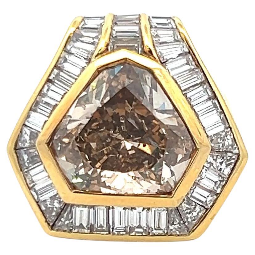 Oscar Heyman 5.97 Carat Fancy Brown Yellow Diamond 18K YG Cocktail Ring For Sale