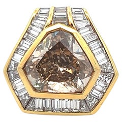 Oscar Heyman 5.97 Carat Fancy Brown Yellow Diamond 18K YG Cocktail Ring