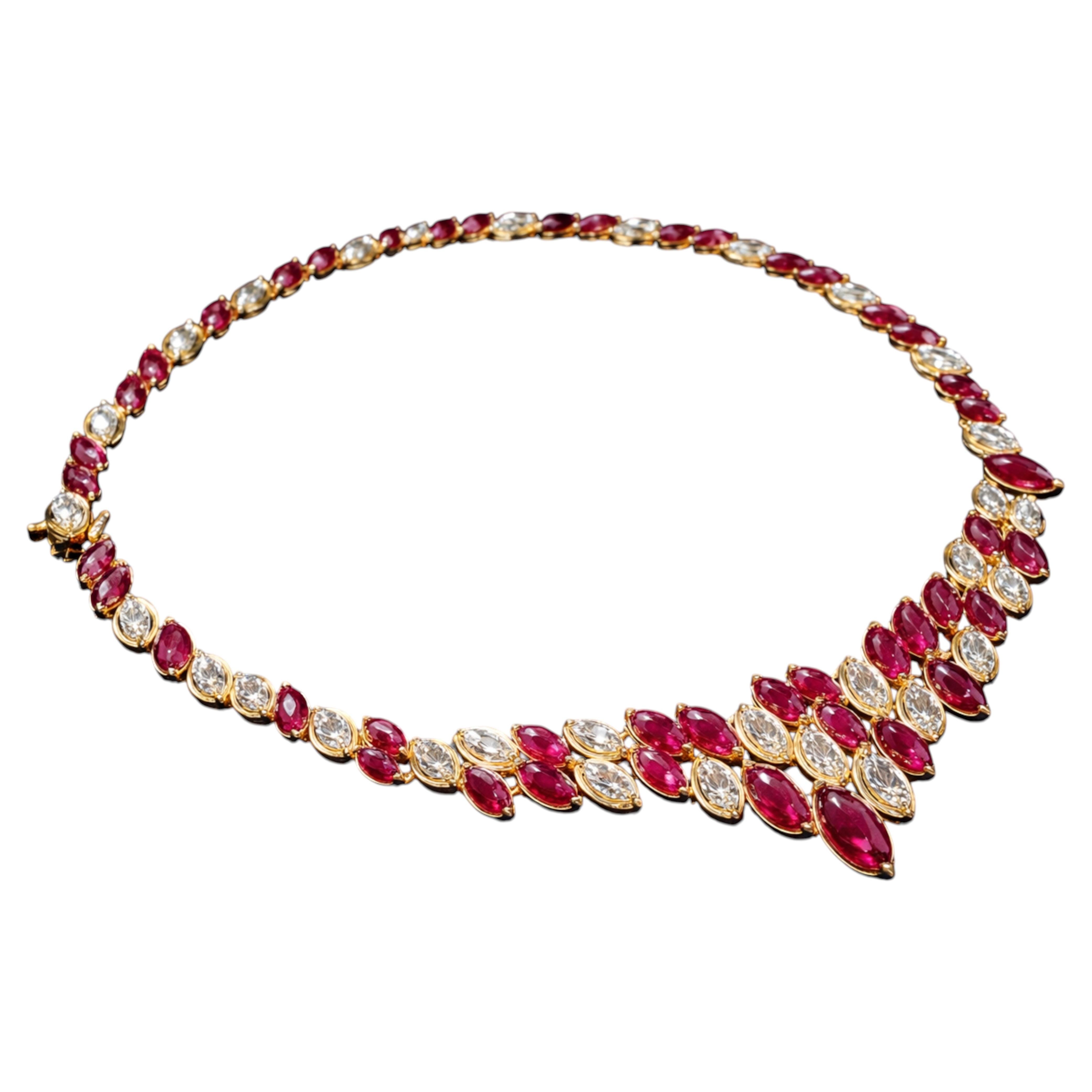 Oscar Heyman Collar de Diamantes Rubí 60 ct Oro 18K Platino GIA