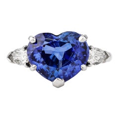 Oscar Heyman 6.60cts Heart Sapphire Diamond Platinum Ring