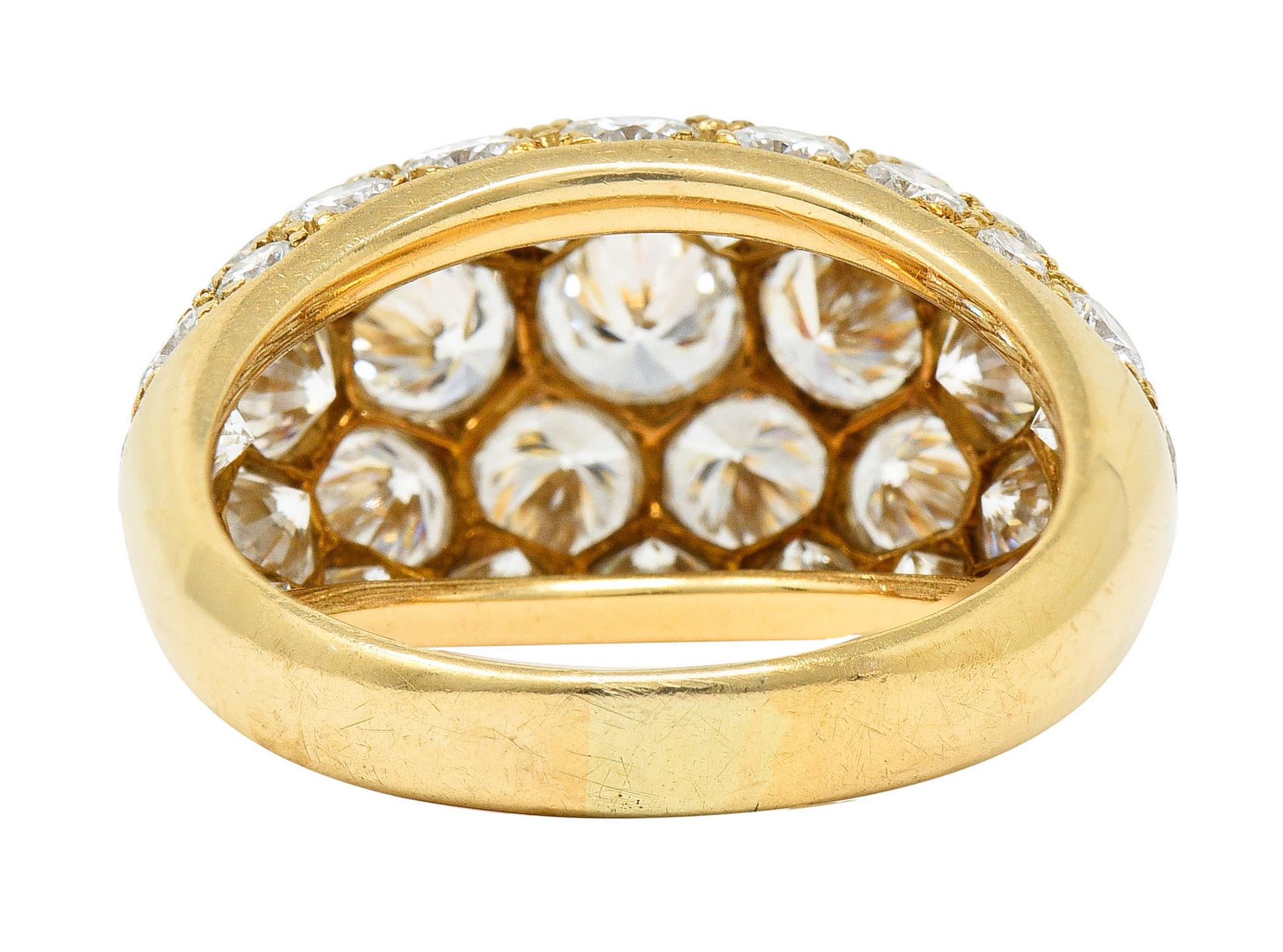 Brilliant Cut Oscar Heyman 7.50 Carats Pave Diamond 18 Karat Gold Bombe Band Ring