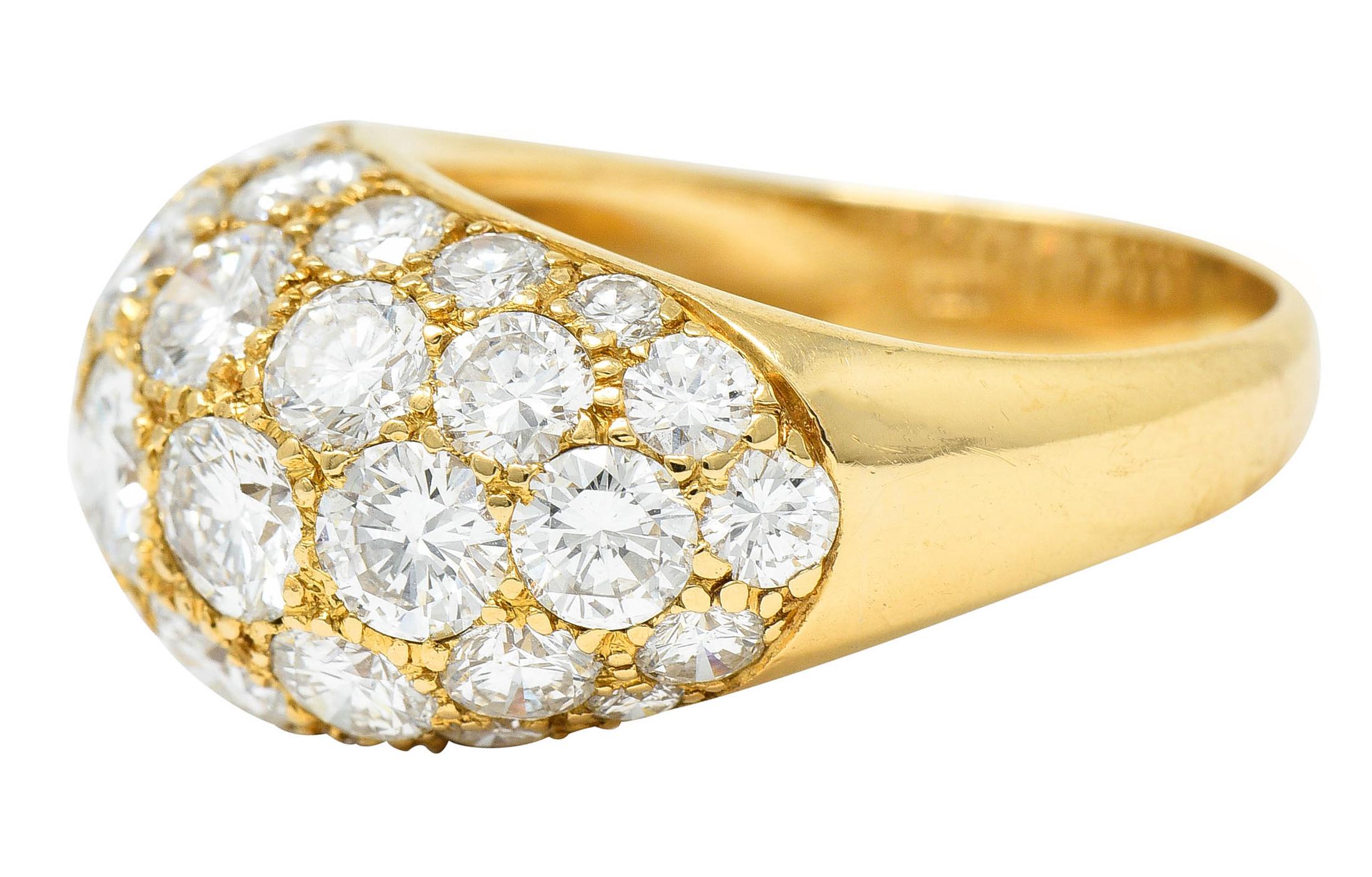 Oscar Heyman 7.50 Carats Pave Diamond 18 Karat Gold Bombe Band Ring In Excellent Condition In Philadelphia, PA
