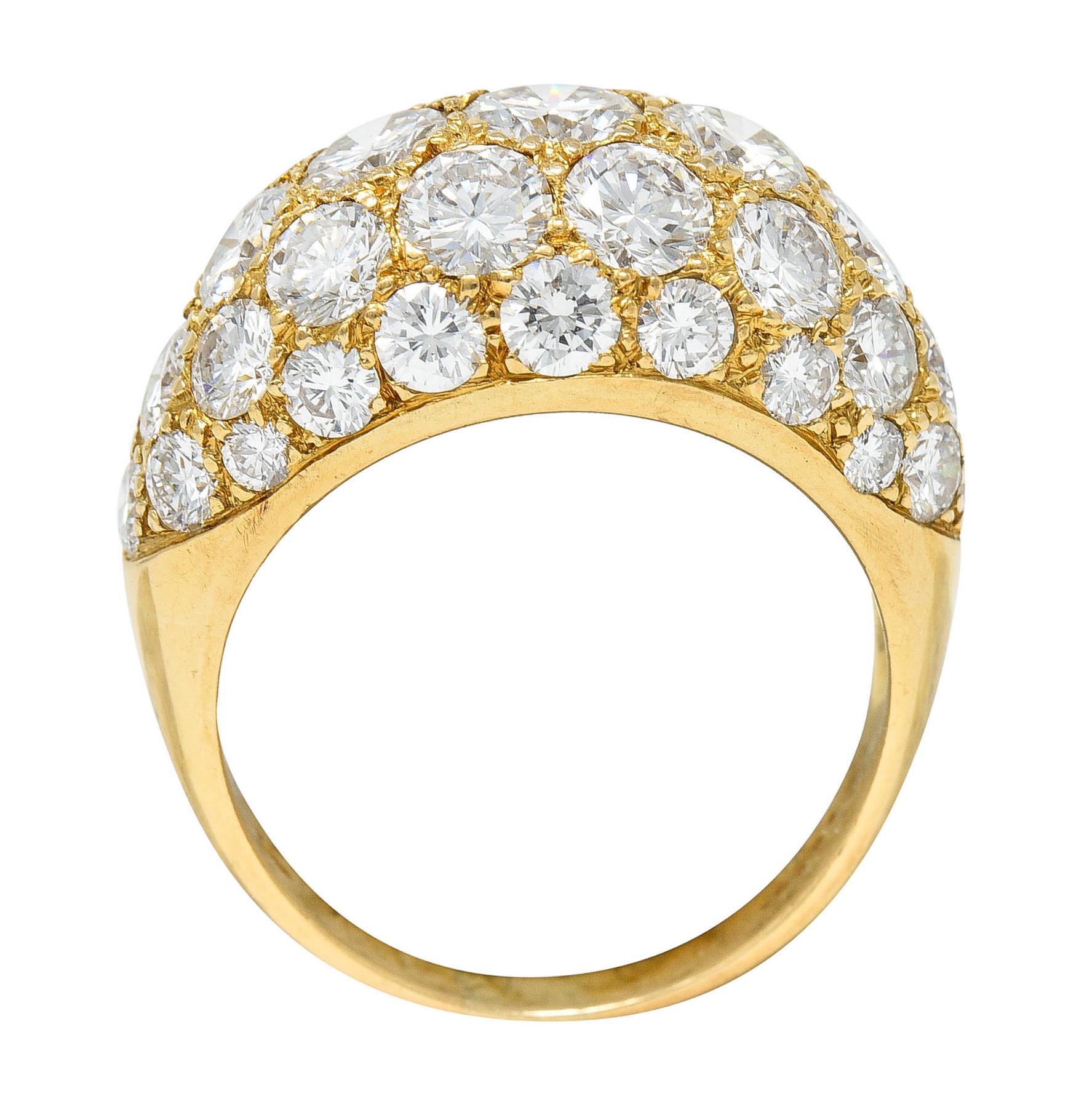 Oscar Heyman 7.50 Carats Pave Diamond 18 Karat Gold Bombe Band Ring 3