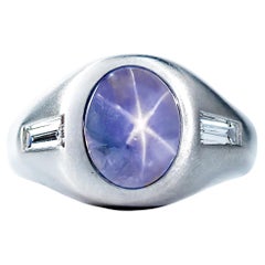 Oscar Heyman 7.91 Carat Ceylon Star Sapphire and Diamond Gent's Ring